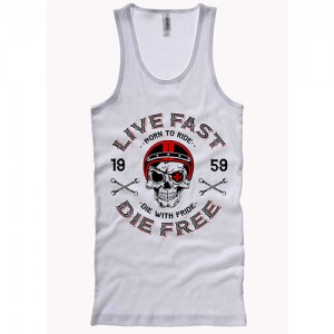 Dragstrip Clothing LIve Fast Die Free White Wife Beater